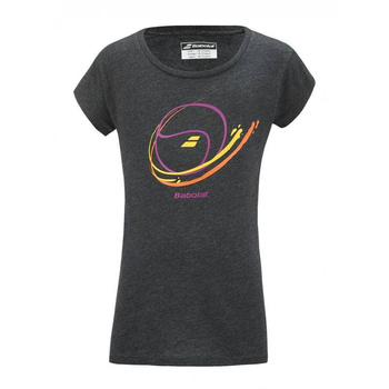 koszulka tenisowa dziewczęca BABOLAT EXERCISE MESSAGE / ciemno - siwa